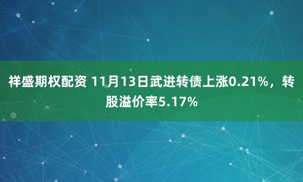 祥盛期权配资 11月13日武进转债上涨0.21%，转股溢价率5.17%
